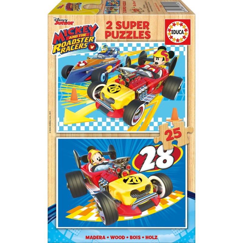  Mickey Roadster Racers Wood 2x25pcs Παζλ