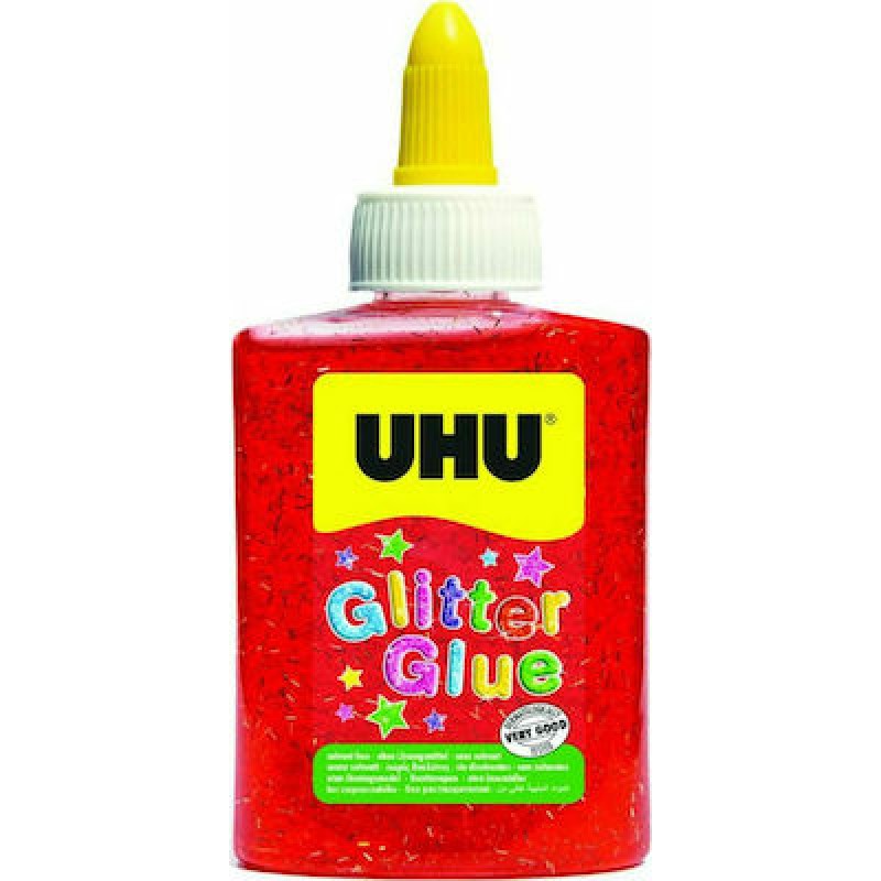 UHU Glitter Glue Χρυσόκολλα 90ml Κόκκινο ΚΟΛΛΕΣ 