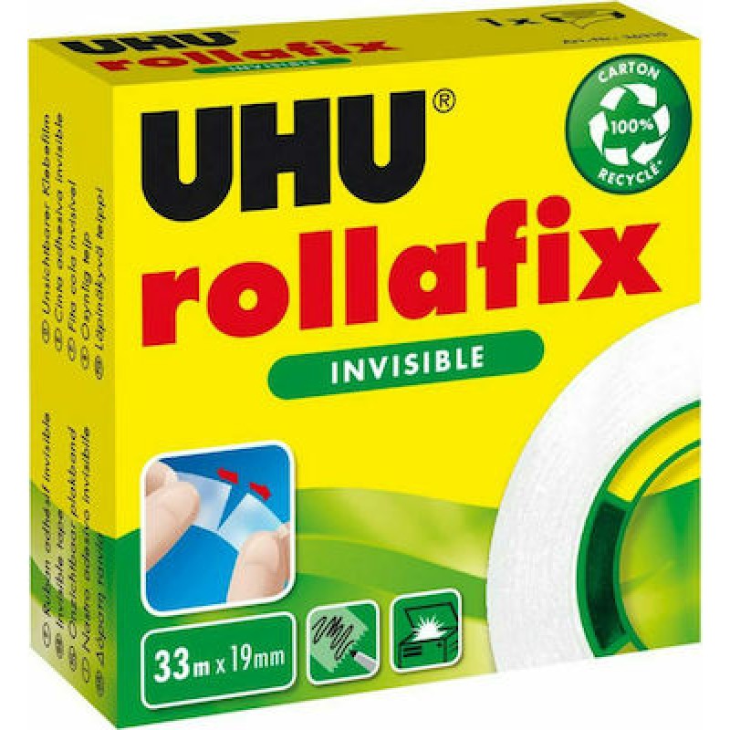 UHU Σελοτέιπ Rollafix Invisible 19mm x 33m Ταινίες Συσκευασίας - Σελοτέιπ